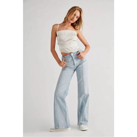 New Free People Firecracker Flare Jeans Size 31 Black - Picture 4 of 7